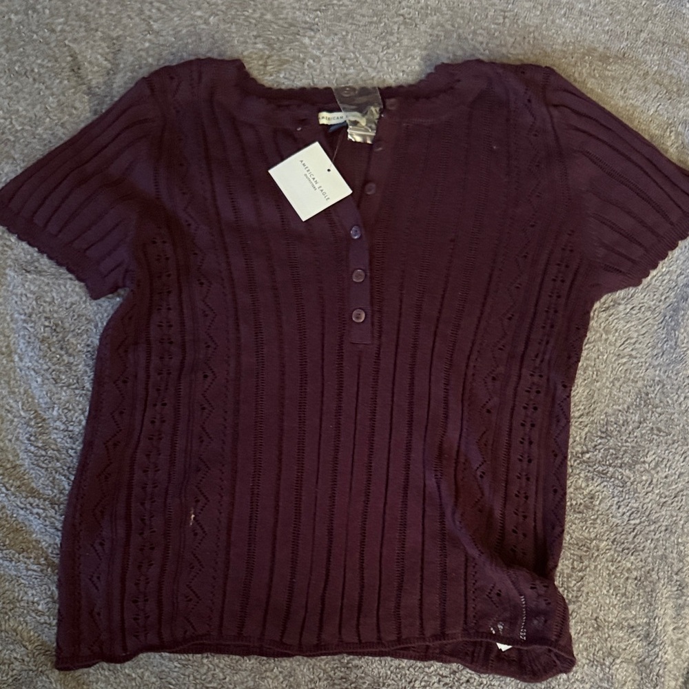 Purple Knit Short Sleeve Top